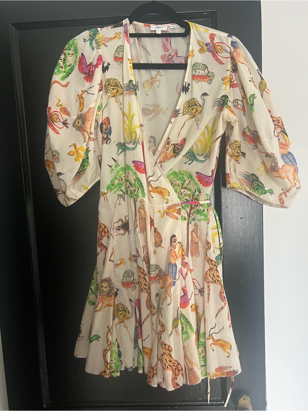 Women's Cream Animal & Tropical Print Rhode Wrap Dress